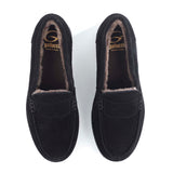 Loafers in Black Suede Leather and Sheepskin Lining