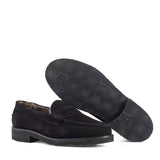 Loafers in Black Suede Leather and Sheepskin Lining