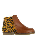 First-steps boots in calfskin leather and leopard print