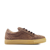 Sneaker in velluto sabbia e suola ambra