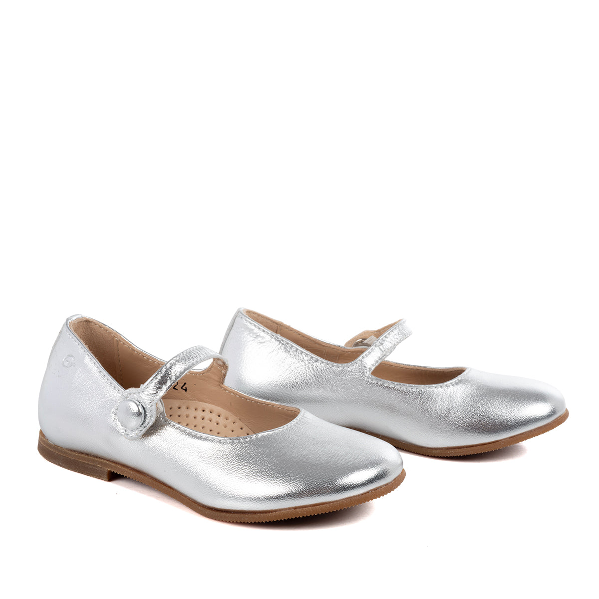 Ballerinas in Silver Calfskin Leather