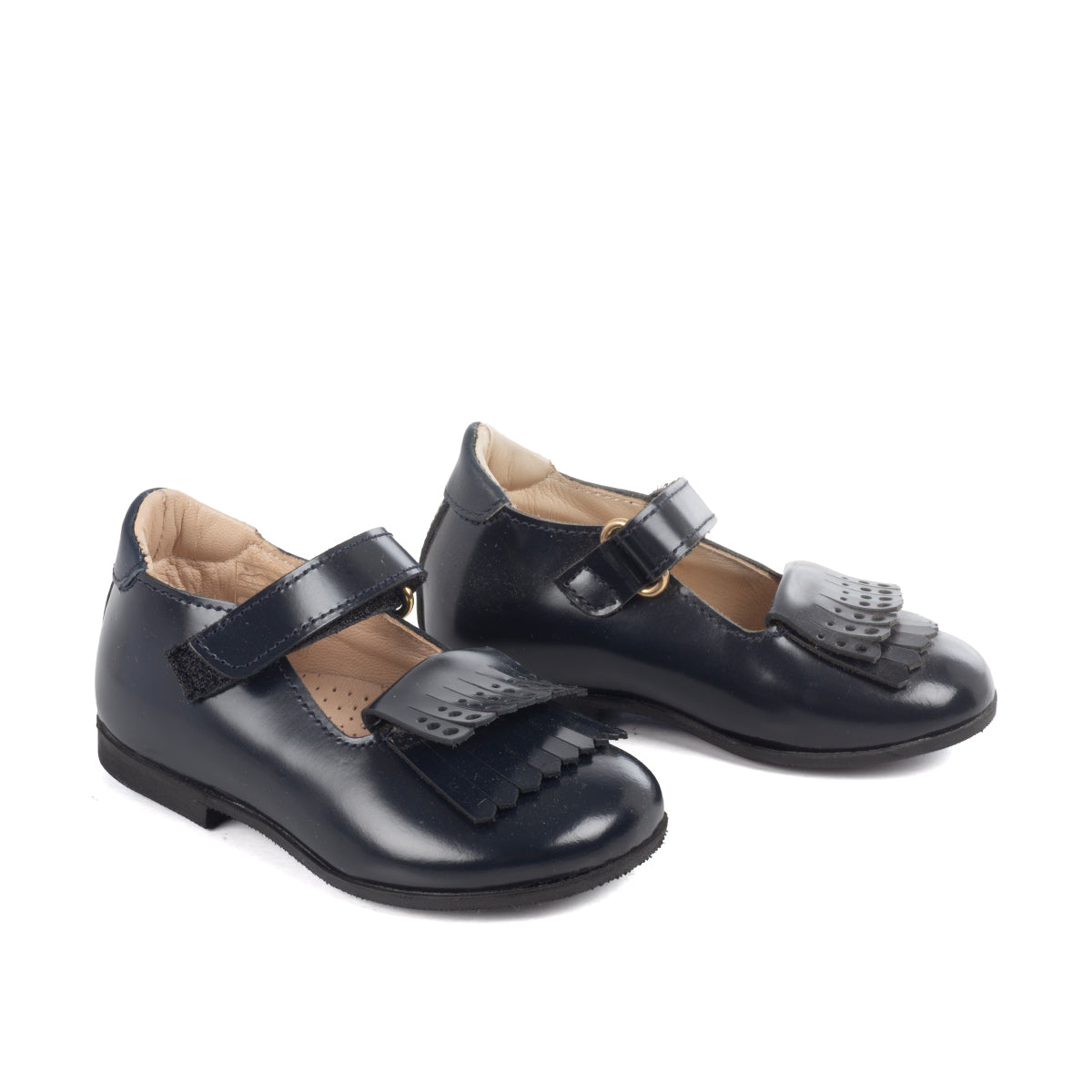 Ballerinas in Blue Calfskin Leather with fringe