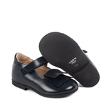 Ballerinas in Blue Calfskin Leather with fringe