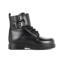 Load image into Gallery viewer, Toddler Boots in black leather with straps
