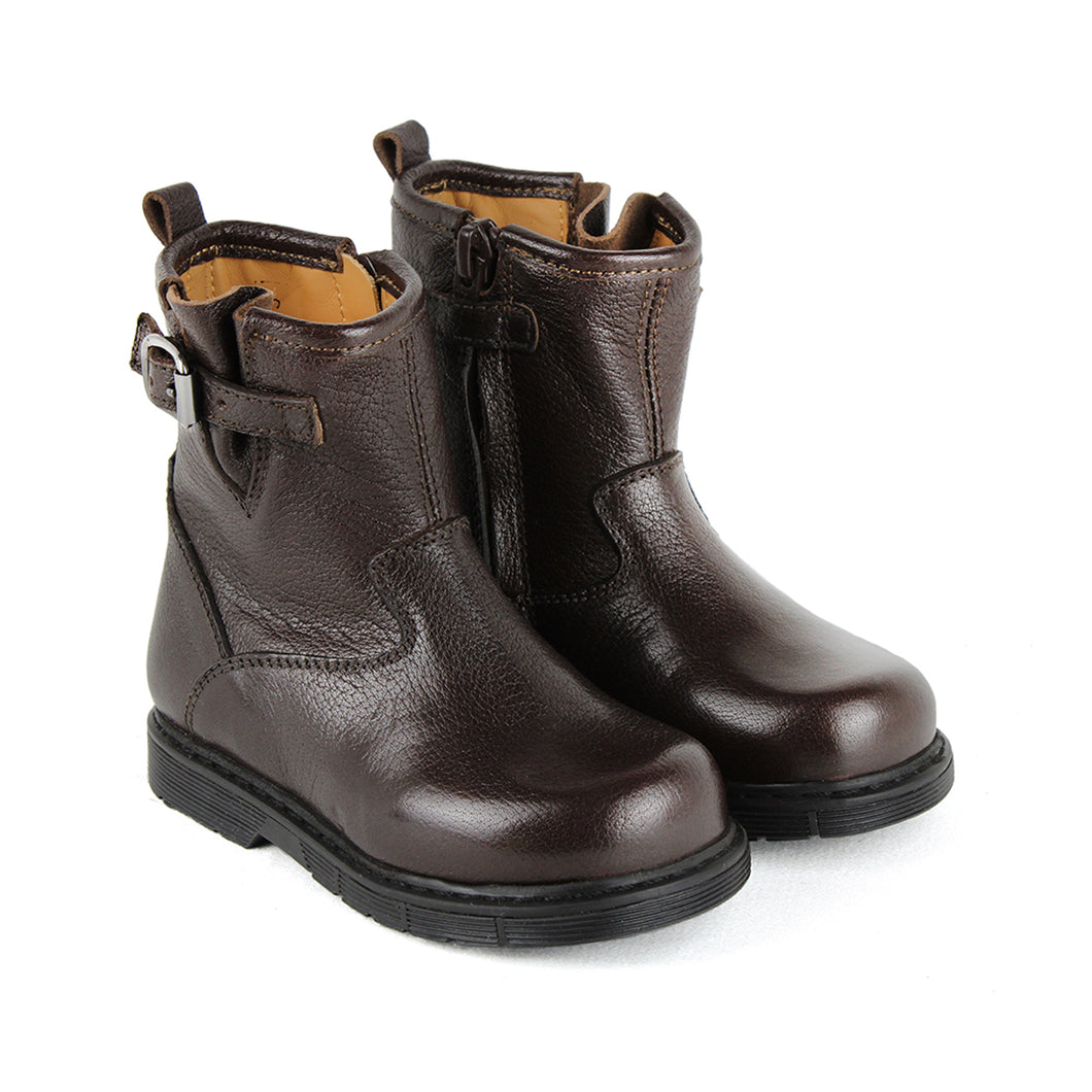 Toddler boots in dark brown leather
