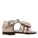 Sandals in pink calfskin leather with butterfly detail