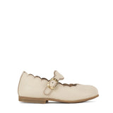 Ballerinas with Wavy Profile in Beige Calfskin Leather