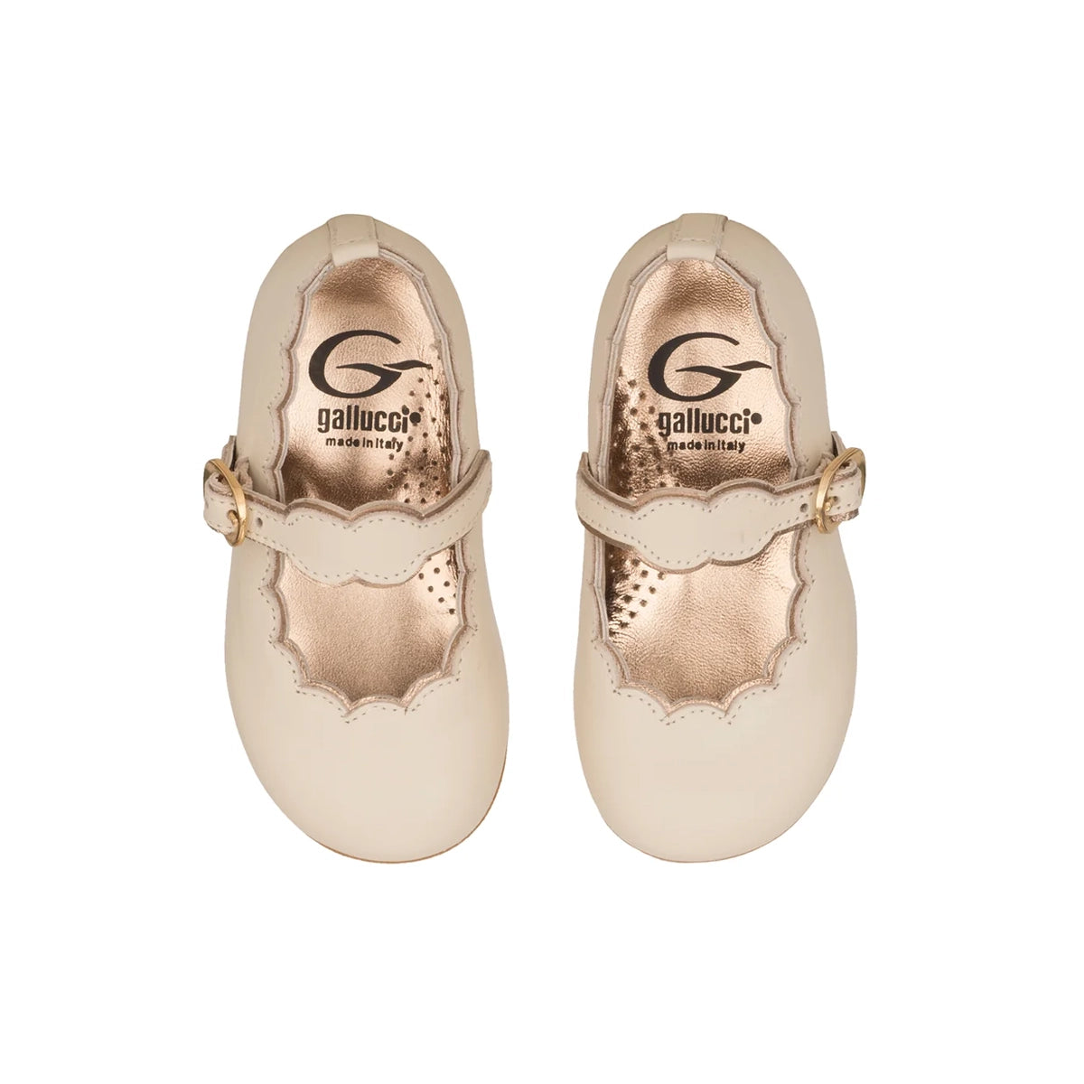 Ballerinas with Wavy Profile in Beige Calfskin Leather