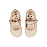 Ballerinas with Wavy Profile in Beige Calfskin Leather
