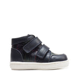 Sneakers alte da bambino con doppio strappo in pelle di vitello blu
