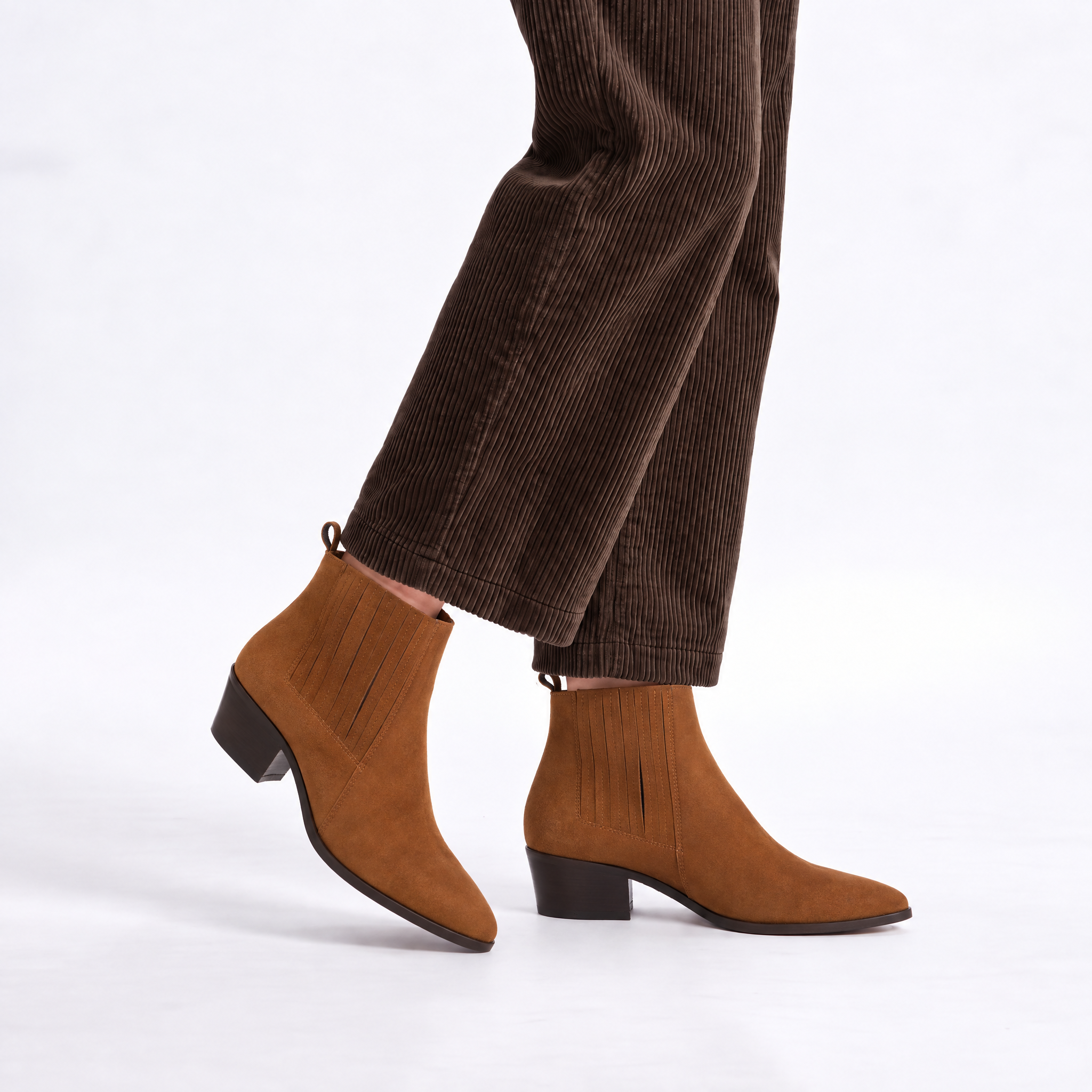 Ankle Boots in Tangerine Suede Leather