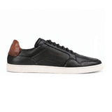 Men's Black Leather Sneakers with Cognac Heel Tab