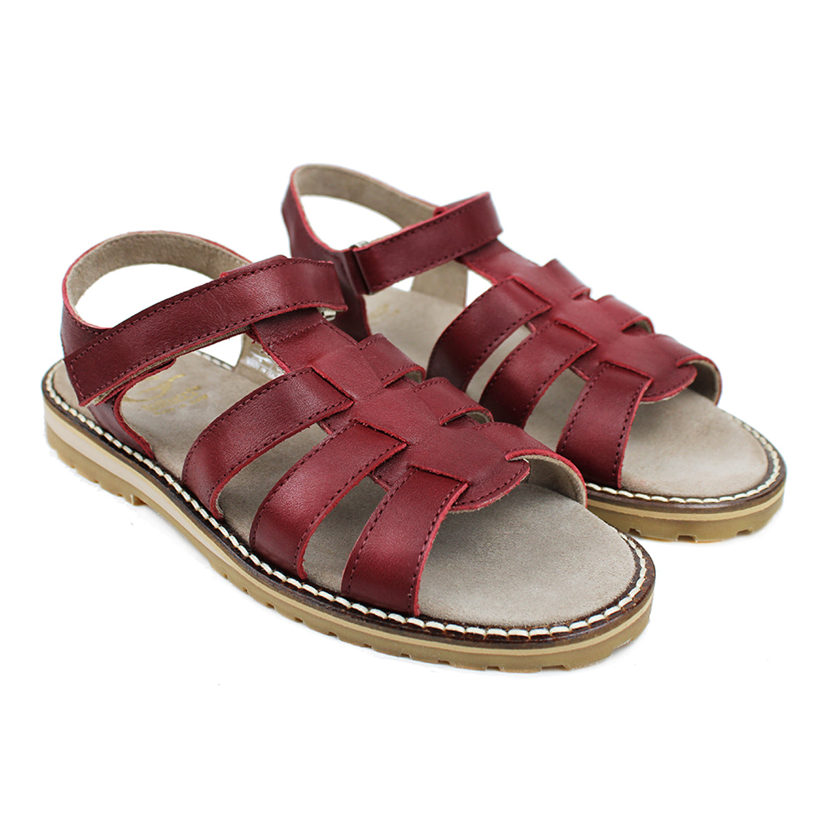 Spider Sandals in burgundy calfskin leather