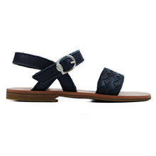 Load image into Gallery viewer, Sandals in navy woven leather and rubber sole
