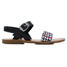 Carica l&#39;immagine nel visualizzatore di Gallery, Sandals in white/navy/red woven leather and rubber sole
