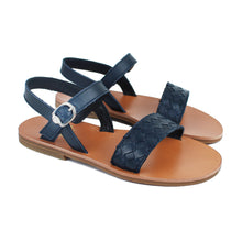 Load image into Gallery viewer, Sandals in blue leather
