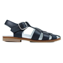 Load image into Gallery viewer, Cage Sandals in navy calf leather
