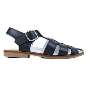 Cage Sandals in navy calf leather