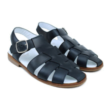 Load image into Gallery viewer, Cage Sandals in navy calf leather
