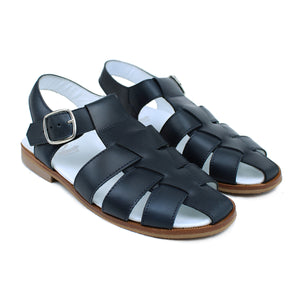Cage Sandals in navy calf leather
