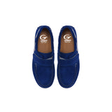 Single Strap Penny Loafer in Blue Suede