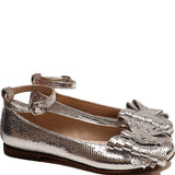 Ballerinas Shoes in Silver Python-effect Leather