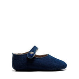 Baby Girls Newborn Shoes in Denim with a Little Diamond