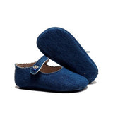 Baby Girls Newborn Shoes in Denim with a Little Diamond