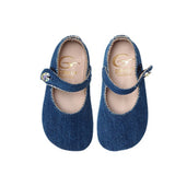 Baby Girls Newborn Shoes in Denim with a Little Diamond