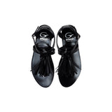 Sandals in Black Calf Leather with Black Tassels