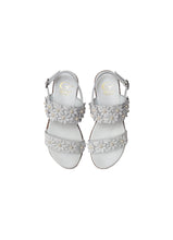 Load image into Gallery viewer, Sandals in White Dots Glitter Effect and  Floral Accessories

