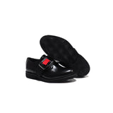 Derby in Black Calf Leather with Black and Red Plastic Lock