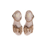 Sandals in Metallic Pink Python Effect Leather with Bow