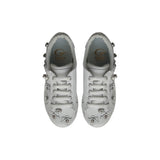 Sneakers in White Calfskin Leather with Floral Accessories