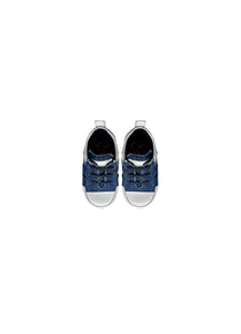 Toodler Running in Denim and White Leather