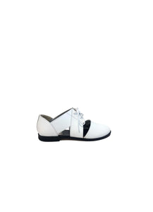 Holed Derby in White Calf Leather