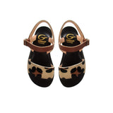Sandals in Calfskin Leather and Animalier Effect Pony Hair Leather