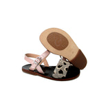 Sandals in Patent Leather and Animalier Effect Pony Leather