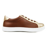 Sneakers in golden and tan calfskin leather