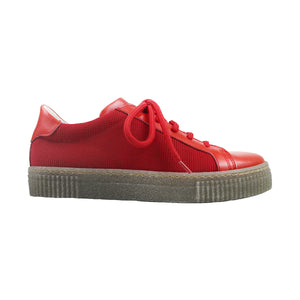 Sneakers in red leather/fabric