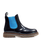 Chelsea Boots in Back Calfskin Leather with Blue Elastic