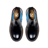 Chelsea Boots in Back Calfskin Leather with Blue Elastic