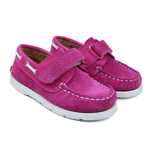 Fuxia Suede boat shoes with white details