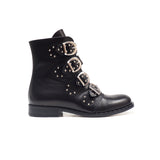 Boots in Black Calfskin Leather with Buckles