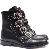 Boots in Black Calfskin Leather with Buckles