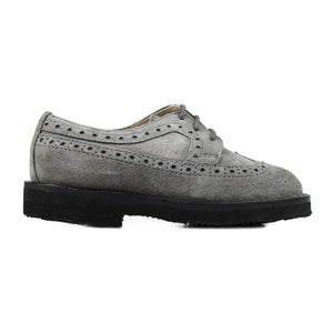 Full brogue shoes in grey suede with light rubber soles