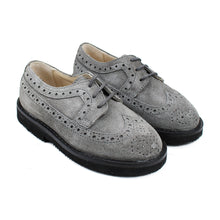 Load image into Gallery viewer, Full brogue shoes in grey suede with light rubber soles
