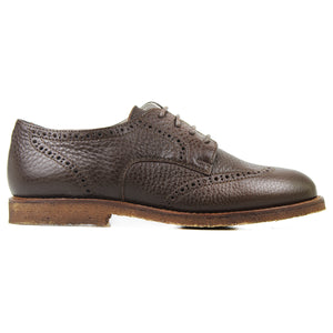 Brogue Derby in Brown Leather and Rubber Sole