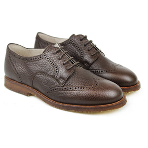 Brogue Derby in Brown Leather and Rubber Sole