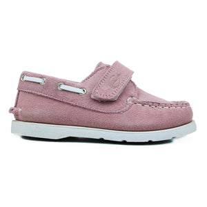 Pink Suede boat shoes with white details